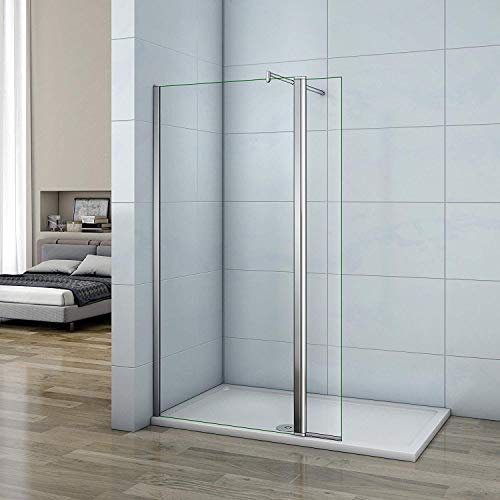 160x200cm Walk in Duschwand Duschtrennwand 8mm Easy-clean Nano Glas Duschabtrennung mit 30cm Flipper Panel F123