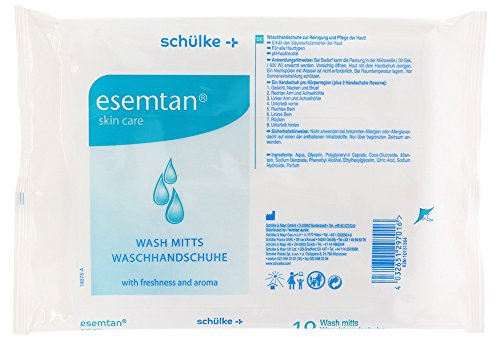 esemtan Schülke Waschhandschuhe 10 Stück| Waschhandschuhe zur Reinigung und Pflege der Haut | gebrauchsfertig | mit pflegendem Allantoin und angenehm frischem Duft