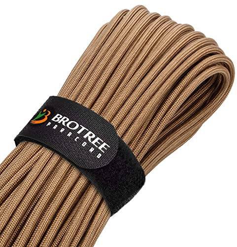 Brotree Paracord 4mm 30M 9 Stränge 100% Nylon Seil Schnüre Typ III für Survival, Outdoor, Heimwerken - Bruchlast 280kg (Kojote Braun)