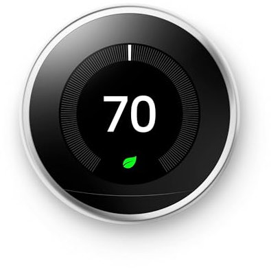 Google, T3019US, Nest Learning Thermostat, 3rd Gen, Smart Thermostat, Polished Steel, Compatible with Alexa