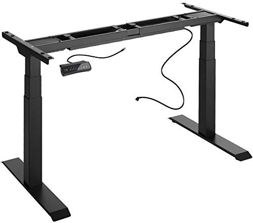 TecTake Bureau Assis Debout Réglable en Hauteur Électrique - Ergonomique pour Ordinateur - 110-190x68x58-123cm en Acier - Fonction Mémoire 3 Positions - Noir