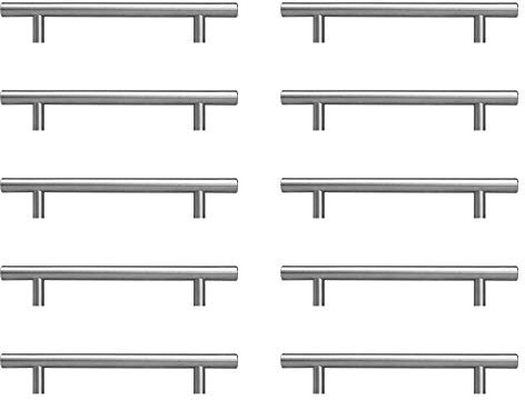 AwmnSrman Griffe für Küchenschränke Schrankgriffe Silber 128mm 10 Stück Edelstahllöcher Installation Silberlöcher Installation