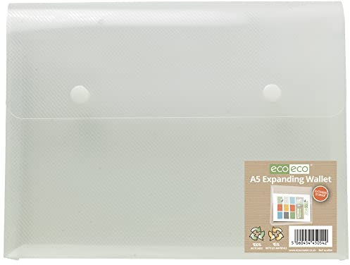 eco-eco A5 95% Recycelt Klar Transparente Expanding 2 Stud Wallet