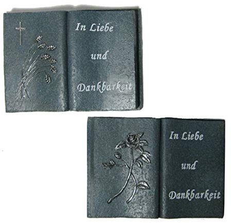 Decpero Buch mit Spruch: IN Liebe UND DANKBARKEIT / 1 Stück / 15x20x4cm / Poly
