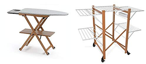 ARREDAMENTI ITALIA AR_IT - 621 STIROCOMODO Planche à Repasser Hêtre Massif Couleur Cerise 135 x 88 x 45 cm Etendoir Extensible Pliable Hêtre Massif Couleur 132 x 105 x 67 cm, Bois