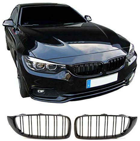 Premium Frontgrill Kühlergrill Sport Grill Kühlergitter passend für Set schwarz hochglanz mit Doppelsteg M Design