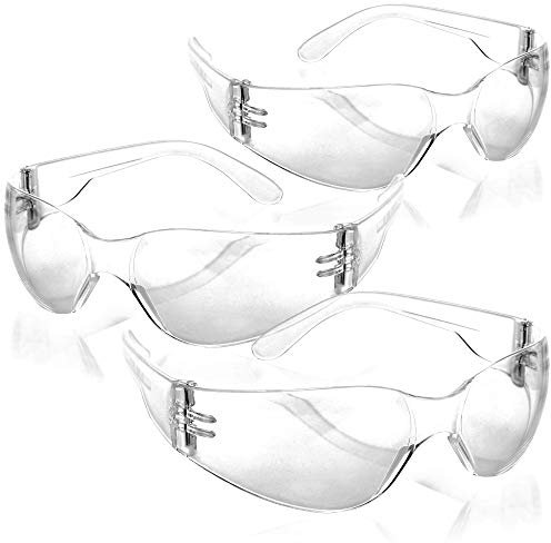 com-four® 3x Schutzbrille nach EN166 - Arbeitsschutzbrille mit Frontschutz - Augenschutz für Handwerker - Fahrrad-Brille (transparent - 3 Stück)