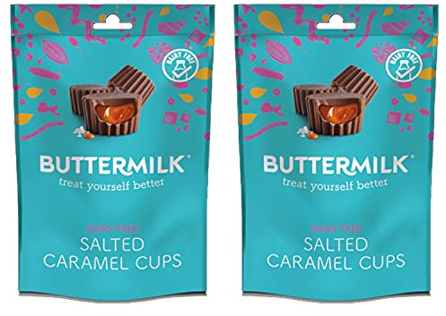 Lot de 2 tasses au caramel salé sans produits laitiers – Cadeau de chocolat végétalien – Sans gluten – Fabriquées au Royaume-Uni 100 g
