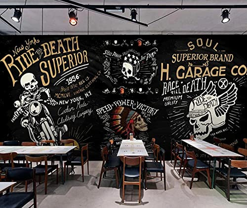 ZLLHAPPY Papier Peint Panoramique Crâne de Moto Abstrait: Décoration Murale Effet Trompe L’Oeil - Revêtement Panoramique Tapisserie XXL - Pose Facile Et Qualité HD - 150X100cm