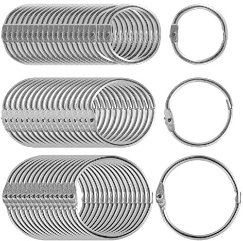 ZEONHEI 150 Stück Silber Bücher Ringe, 3 Größen Metall Binder Karteikarten Ringe Buchringe, Loseblatt Verbinder Binder Ringe für Memo-Ablage, Namensschilder, Schlüsselringe, 20mm 25mm 30mm