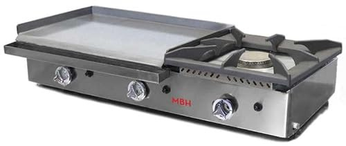 MBH - Professionelle Gas-Grillplatte 600x400 mm mit Kochstelle für die Gastronomie. Fry-Top aus gewalztem Stahl für Bar und Restaurant.