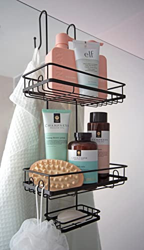 simplywire - Panier de douche haut de gamme - Étagère de rangement de salle de bain suspendue - Résistant à la rouille – Noir