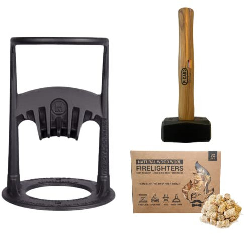 Kindling Cracker Original Feuerholzspalter inkl. Hammer und Natürliche Feueranzünder