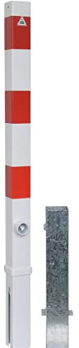 Absperrpfosten, herausnehmbar per Dreikantverschluss, zum Einbetonieren, aus Stahlrohr 70x70 mm, verzinkt und beschichtet, Überflur 900 mm