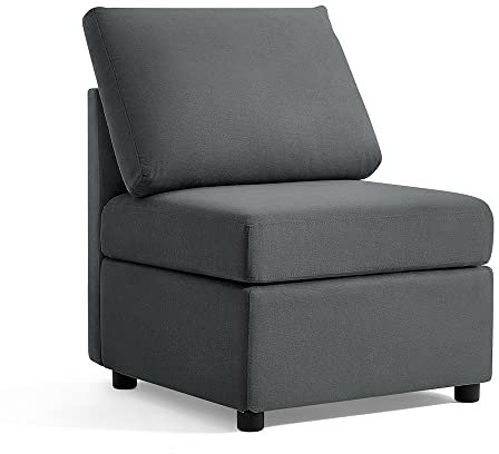 LINSY HOME Modular Sectional Sofa with Storage, Washable Sectional Couch, Covers Changeable, Single Couch Modular Chair to Extend Your Sofa, Dark Grey