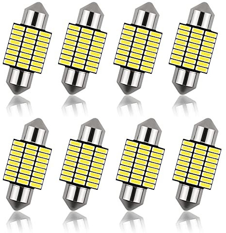 Xreuctop Auto Soffitte, 8 Stück 3 Watt 31mm 300 Lumen Canbus für Innenraumbeleuchtung Auto, Plug and Play, 12V Energie Sparen LED Auto Lichter für Kennzeichenbeleuchtung, Kofferraumlicht, Weiß