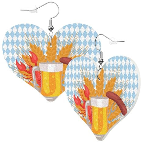 Leder Modische Herzform Ohrringe Weizen Bier Wurst Frauen Anhänger Ohrringe Mädchen Herz Ohrringe Schmuck Geschenke Für Geburtstage Hochzeit Party, Einheitsgröße, Leder