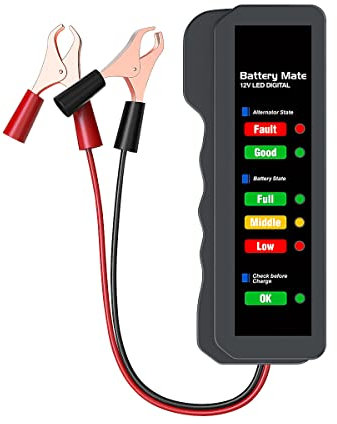 CGEAMDY Batterie- Und Lichtmaschinentester, Autobatterie Tester 12v Batterie Last Checker Analyzer, LED-Spannungsprüfer Digitales Auto-Batterie-Ladesystem Tester