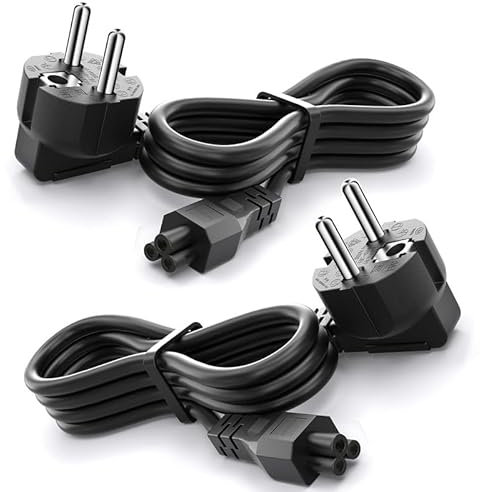Cable de alimentación para portátil de 3 pines (2 unidades de 3 m), CYD Eu Power Cable de 250 V 10 A, compatible con cable de red de TV, cable de alimentación Samsung LG