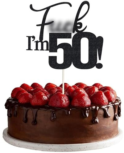 VIKY® Tortendeko 50 Geburtstag Frau Mann, Glitter Cake Topper Geburtstag 50, Kuchendeko Geburtstag Schwarz Deko 50. Geburtstag Torten Topper,50. Geburtstag Frauen Kuchen Deko,Cake Topper 50 Jahre