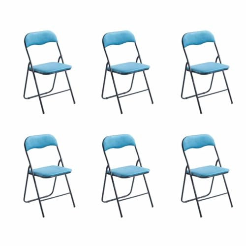 Hooma - Set di 6 sedie pieghevoli per interni, comode sedie pieghevoli, cucina, sala da pranzo, ufficio, reception, sedia pieghevole in velluto e metallo - blu