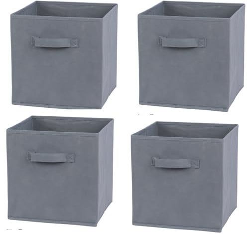RampSupplies Foldable Storage Cubes with Handles, 30cm x 30cm x 30cm,Fabric Storage Boxes, Toy Baskets for Baby Clothes Home and Office Room Organizers (Gray)
