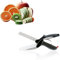 2-in-1 Multifunctional Kitchen Food Scissors, Food Scissors with Cutting Board, Sharp Steel Scissor Blade Knife, for Salads, Vegetables, Meat, Corn, Potatoes and Bread, Black