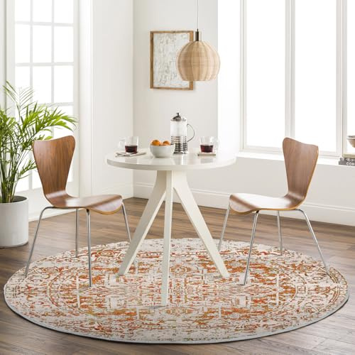 Livabliss Syracusa Vintage groß - Wohnzimmer 160cm, Esszimmer, Schlafzimmer, Orientalischer e Boho Style - Carpet Living Room, Bunter Muster, Orange, Beige und Rosa
