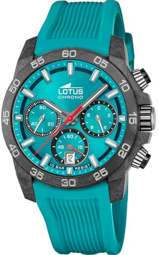 Lotus Herren Analog Uhr Kautschuk Blau - Quarz - Chronograph - Kalender - Mineralglas - 10 ATM Wasserdicht - 18974/4 Chrono
