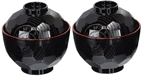 Bols à soupe, 2pcs miso bols de soupe bols japonais traditionnels bols de riz légers avec couvercle bol de ramen en plastique de qualité pour servir de nouilles de riz, bols à soupe miso, bols de r