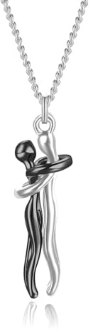 Fajewellery Umarmung Paar Anhänger Halskette 925 Sterling Silber Umarmungs Halskette Geschenke zum Jahrestag Für Sie und Ihn Damen Herren