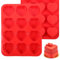 Gjinxi Heart Shaped Cake Pans - 2 Pcs Silicone Cupcake Pan for Baking - Nonstick Heart Silicone Mold for Valentine's Day, Heart Shaped Pan for Muffins, Egg Bites, and More - Red