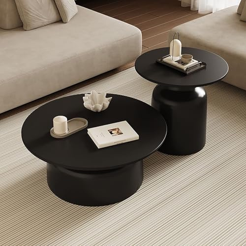 BAYTEWJX Rund Kleiner couchtisch Wohnzimmer, Holz Mitteltisch, Moderner Niedriger Zentraler Couchtisch, einfacher Montage, für Wohnzimmer, Büro, Schlafzimmer.