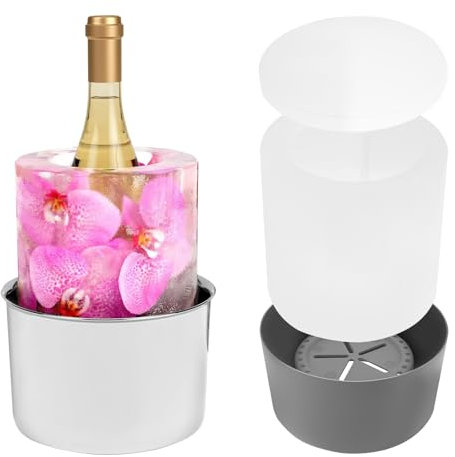 Molde de cubo de hielo para champán, enfriador de botellas de vino de acero inoxidable, enfriador de botellas de vino para bricolaje, cubo de champán floral para cenas, cumpleaños, despedidas de