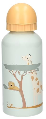 Sterntaler Kindertrinkflasche Giraffe & Löwe – Leichte & robuste Aluminiumflasche – Mit süßem Tiermotiv – Für zu Hause, Kindergarten & unterwegs - Geschenk, Fassungsvermögen 400 ml, blassgrün