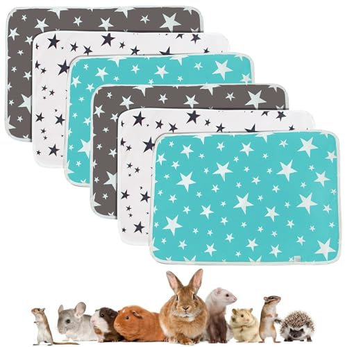 6 Stück Saugfähige MeerschweinchenKäfig Einlagen 35 * 45cm, Wiederverwendbare PIPI Pads Waschbare Urin, Waschbar und super saugfähige Unterlagen, Kleintiermatten für Kaninchen, Hamster, Welpen
