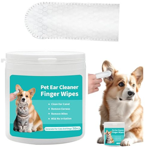 WeddHuis 50 unités de lingettes pour doigts pour chiens et chats, nettoyants jetables pour oreilles, menton et yeux, lingettes de soin et d'hygiène