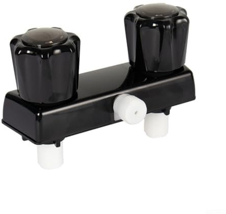 URPIZY Grifo de ducha para autocaravana, válvula mezcladora con dos asas para caravana, material ABS, fácil instalación, piezas de repuesto para remolques de viaje, color blanco y negro, grifo de