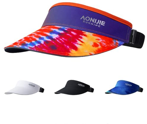 Joscoal Sun Visor Sport Visor Hüte UV-Schutz Cap Sonne Visoren Laufvisier Damen Herren mit Verstellbares Kopfband Breitkrempig Sonnenhut Baseballhut Sonnenvisier Kappe, Orange