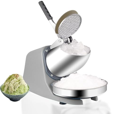 Tritaghiaccio Elettrico, Macchina per Ghiaccio tritato Professionale a Doppia Lama, tritaghiaccio in Lega di Alluminio, 1400 Giri al Minuto, 65 kg all'ora per Cucina, Bar(Gray)