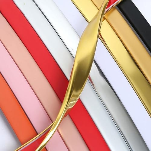 2m Kantenumleimer Selbstklebend Kantenschutz Furnierklebeband | Kein Aufbügeln U-Form TPE Möbelkantenband, Furnier-Randschiene(Gold,12mm)