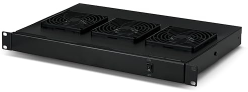 Platinum Enclosures, 1U 19'' Rack Mounted Fan Shelf with 3 Fans, Fan Tray with Adjustable Rail for Different Depth, for Cooling 19inch AV, Home Theater, Network Data Racks