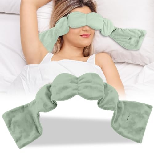 SGZIOO Gewichtete Schlafmaske, Gewichtete Augenmaske für Tiefenentspannung, Weighted Eye Mask, mit Perlen und Baumwolle, Schlafmaske mit Gewicht 250 G, Augenmaske für Flugzeug, Reisen & Zuhause (Grün)
