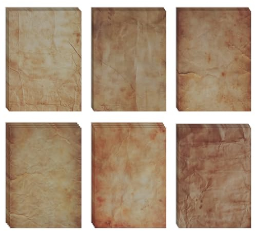 Writing Letter Papers 96 Sheets/ 6 Styles, DIN A4 Vintage Design Craft Certificate Document Papers, Vintage Printer Parchment Paper Old for Writing Printing DIY (Vintage-C)