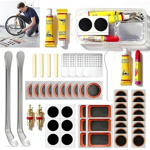 Probuk Fahrrad Reifenflickzeug Set – Universelles Flickzeug für Fahrrad, Motorrad, Auto & BMX – Praktisches Reparaturset für alle aufblasbaren Gummireifen – Reifenpanne Reparatur unterwegs