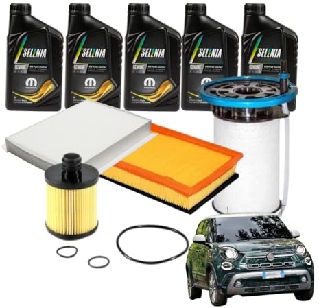 KIT TAGLIANDO COMPLETO OLIO SELENIA 5W30 5LT COMPATIBILE CON FIAT 500L 1.6 MULTIJET 120CV EURO6