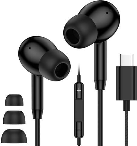 USB C Headphones Wired for iPhone 17 16 Pro Max 16e 16 Plus 15, In Ear Earbuds Wired Earphones USB C Earphones Wired Type C Headphones for Samsung Galaxy S25 Ultra S25 S24 FE A16 A17 5G A36 A55 A56
