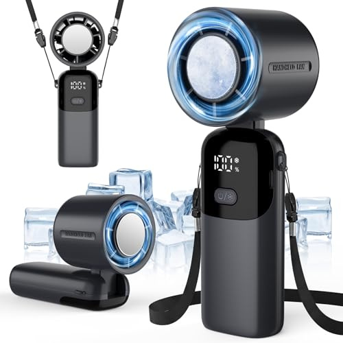 Ventilatore Portatile,2 in 1 Ventilatore da Tavolo,3600 mAh Mini Ventilatore Portatile Silenzioso con 100 Velocità,Autonomia 13+ h,LED Display Piccolo Ventilatore USB Ricaricabile per Viaggi,Campeggio