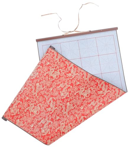 jojofuny Tapis de Calligraphie Chinoise Pratique Calligraphie à L'eau Réutilisable en Brocart Rouge, Léger et Portable des Débutants