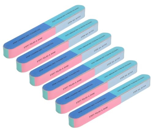 Ciieeo Lima per Unghie Professionale 8 Pezzi 6 Lati e 7 Fasi in Spugna per Lucidatura e Limatura Unghie Naturali Uso Professionale per Donne